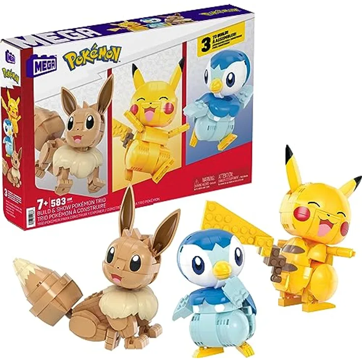 Mega Brands Set Trio Figuren Pokemon zum Bauen, Sammelfiguren für Sammler und Fans
