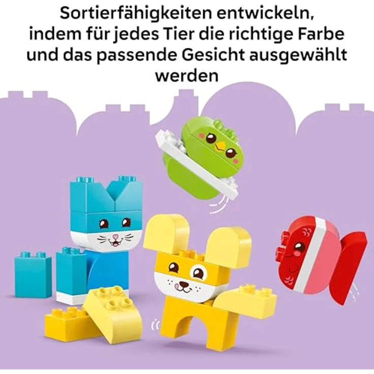 LEGO DUPLO 3-in-1 Kreative Tiere, Kleinkinder Lernspielzeug zur Förderung der Feinmotorik mit Hund, Katze, Vogel und Fisch, ab 1 Jahr, 10477 – Bild 5