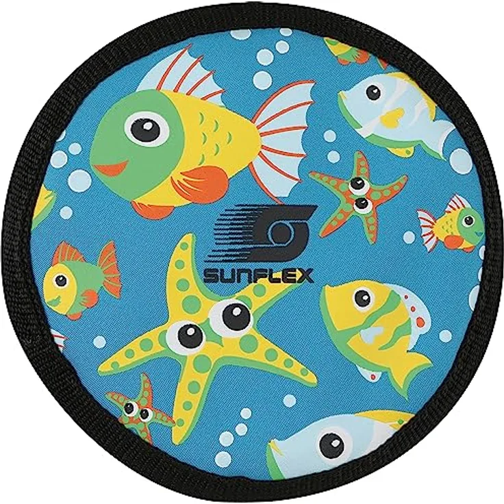 Sunflex Youngster Uranus Wurfscheibe Seaworld, 20,5 cm, aus hochwertigem Neopren, rutschfest und weich, modernes Fisch-Design für Kinder