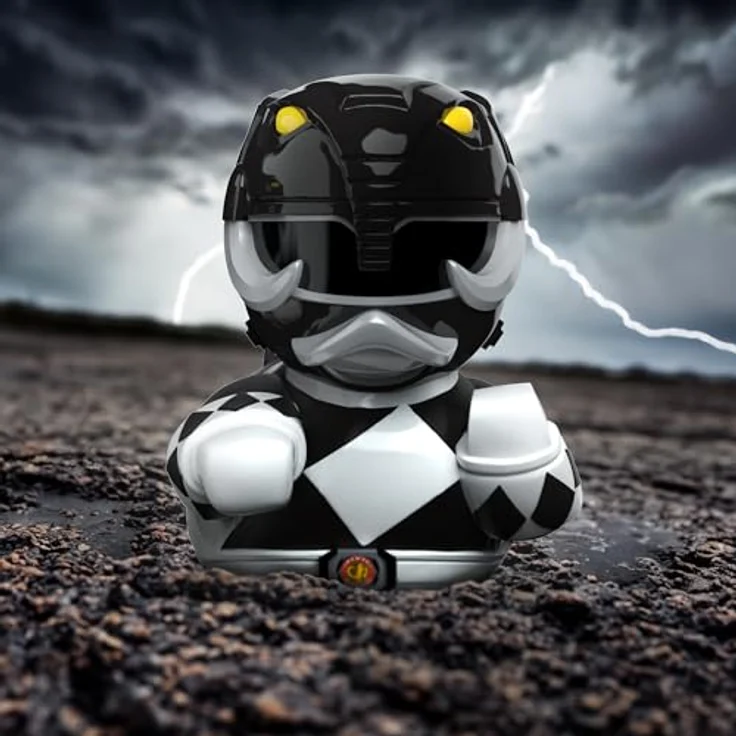 TUBBZ Erstausgabe Schwarze Ranger Vinyl-Gummientenfigur - Offizielle Power Rangers-Sammelfigur, 9 cm hoch, mit Blade Blaster und Badewannen-Box – Bild 2