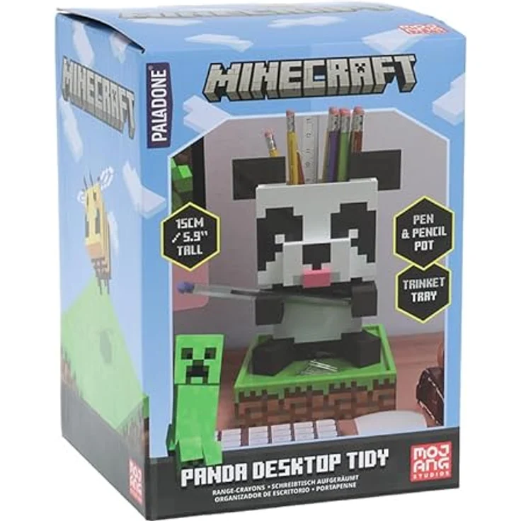 Paladone Minecraft Panda Schreibtisch-Organizer - Niedliches Ordnungszubehör für Stifte, Bleistifte & Marker mit Schmucktablett & Handyhalter – Bild 3