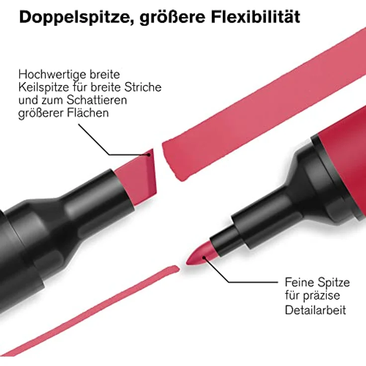 Winsor & Newton 0290078 ProMarker (im Wallet, Professioneller Layoutmarker-2 Spitzen, fein und breit für Zeichnungen, Design und Layouts) 24 Farben Set – Bild 5