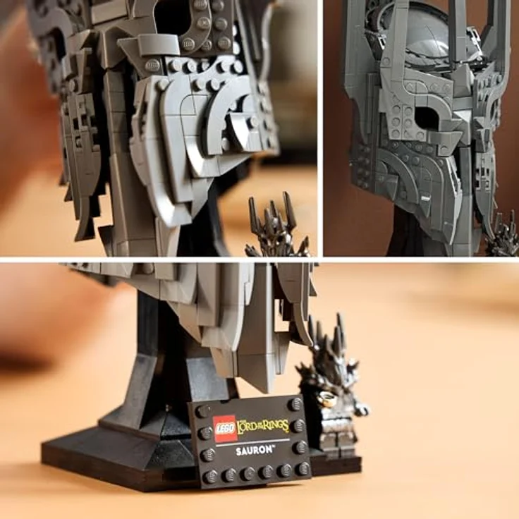 LEGO Icons Der Herr der Ringe: Saurons Helm, Modellbau für Erwachsene mit Ständer, Namensschild und Sammler Minifigur, inkl. dem Einen Ring - 11373 – Bild 4