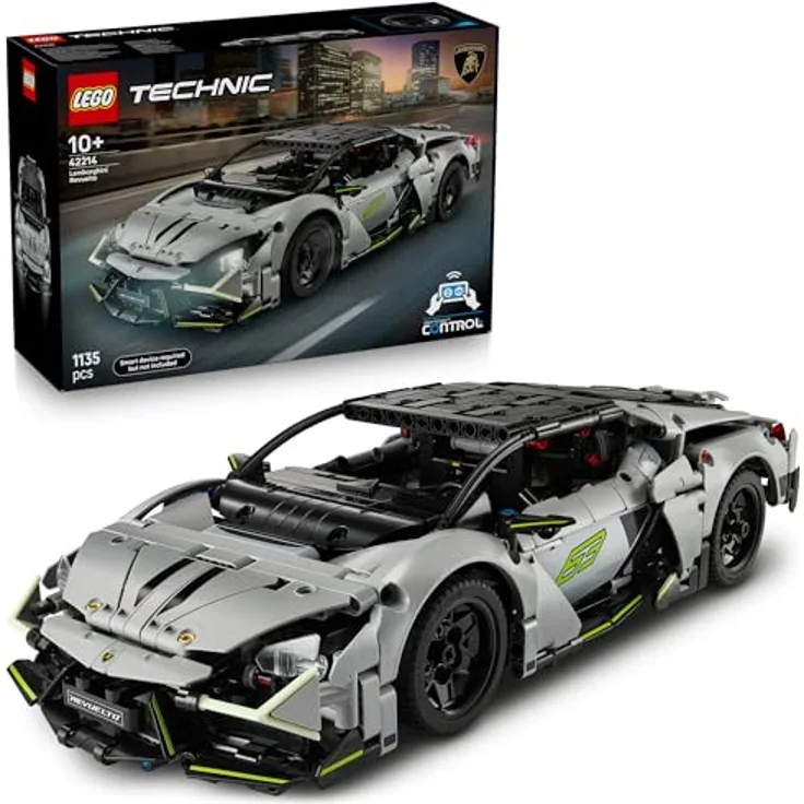 LEGO Technic 42214 Lamborghini Revuelto Supersportwagen, 1.135-teiliges RC-Bauset, ab 10 Jahren, Plug-in-Hybrid mit 1.015 PS, nicht enthaltenes USB-C-Kabel erforderlich