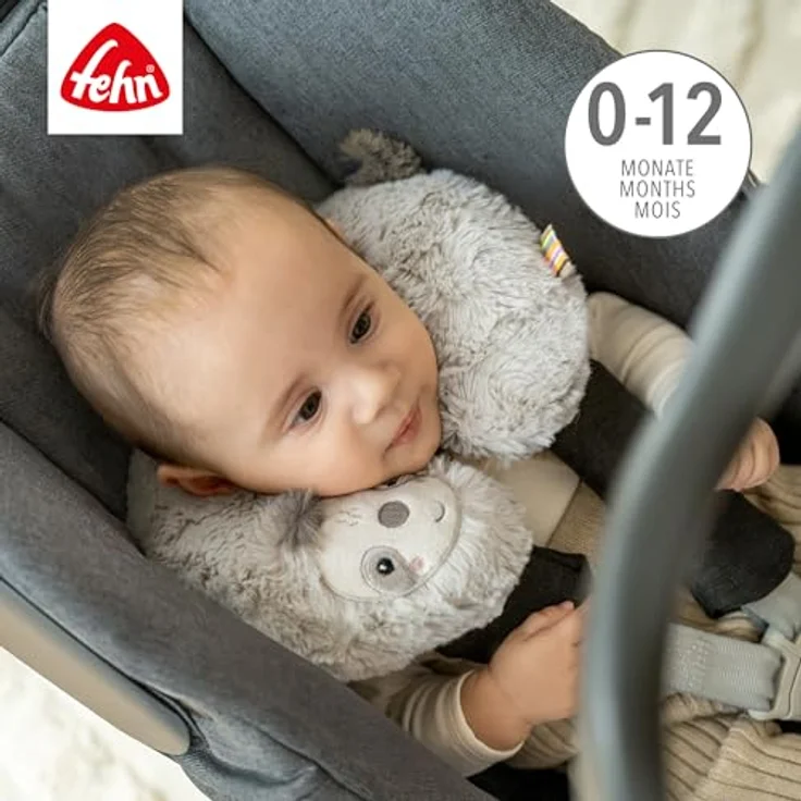 Fehn Nackenstütze Faultier, ergonomisches Baby Nackenkissen mit Tierapplikation, unterstützt Kopf und Nacken in Babyschale und Kinderwagen, waschbar bei 30°C, Größe 24 x 22 cm – Bild 3