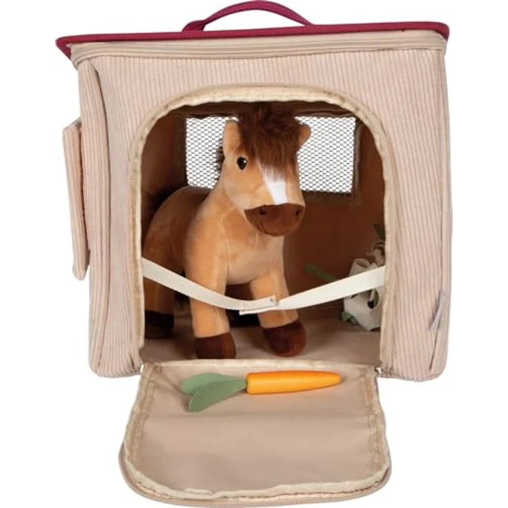 Small Foot Kuscheltier Spielset Pferd mit Stall und Zubehör, Plüschpferd, mehrfarbig, inkl. Taschenstall und modularer Zaun – Bild 4