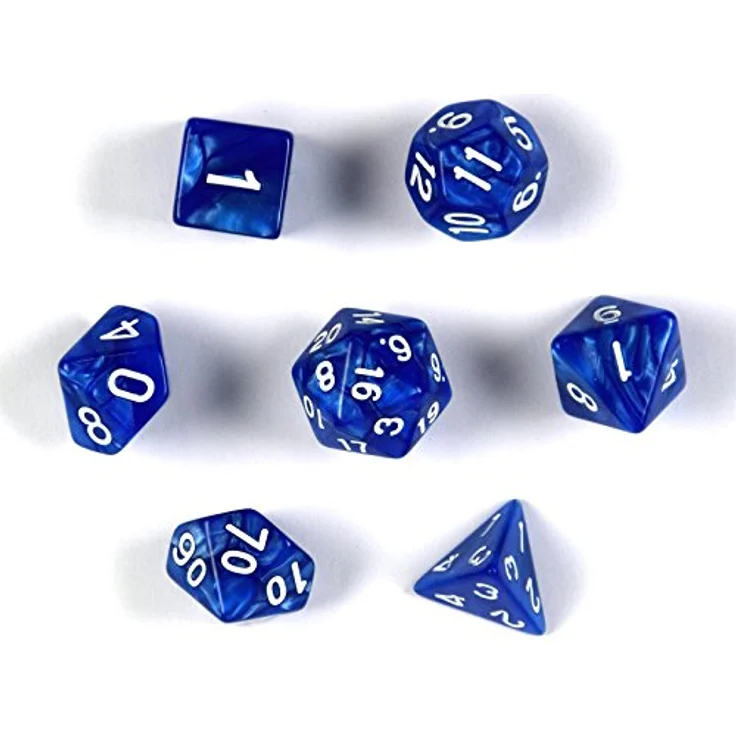 shibby 7 polyedrische Würfel für Rollen- und Tabletopspiele in blau mit Beutel – Bild 4