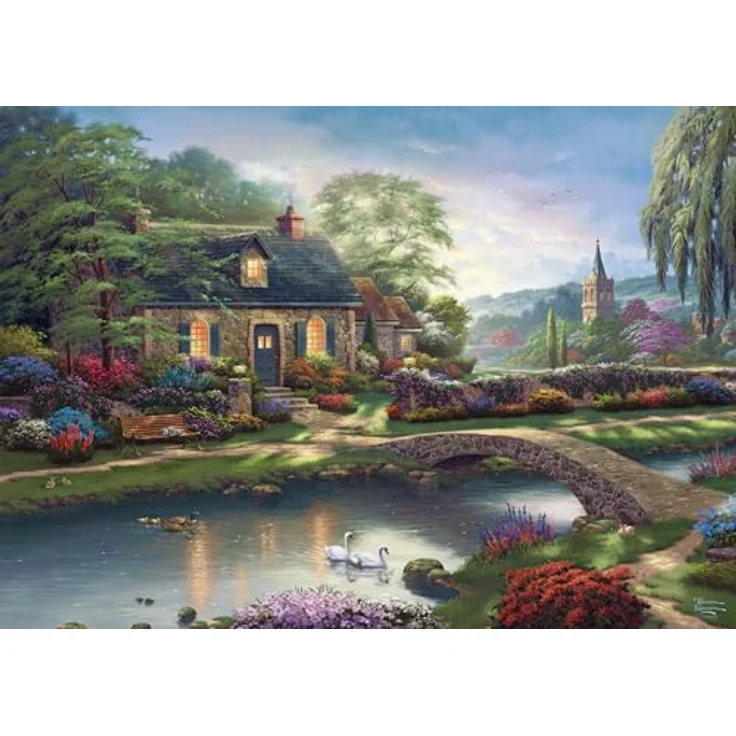 Schmidt Spiele 59775 Thomas Kinkade, Stoney Creek Cottage, 1000 Teile Puzzle, Mehrfarbig – Bild 3