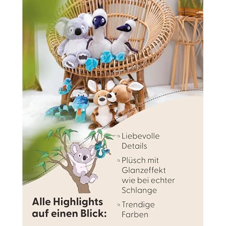 Nici Kuscheltier Wild Friends GREEN, Schlange ZsaZsa 25 cm, recycelte Materialien und lebendiges Design – Bild 5