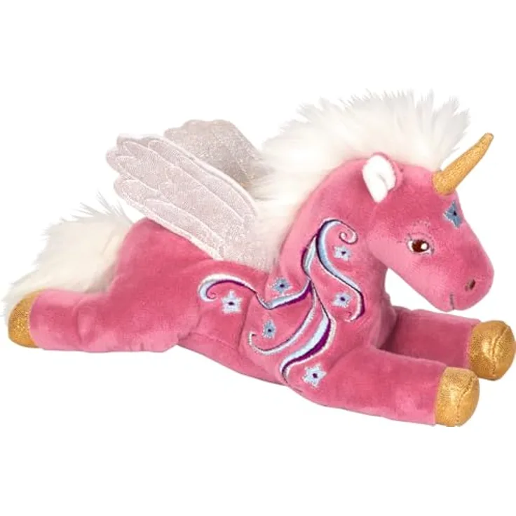 Die Spiegelburg Kuschel-Einhorn Berry, 22 cm Plüsch-Einhorn in liegender Form mit glitzernden Details und Herzchen-Stickerei
