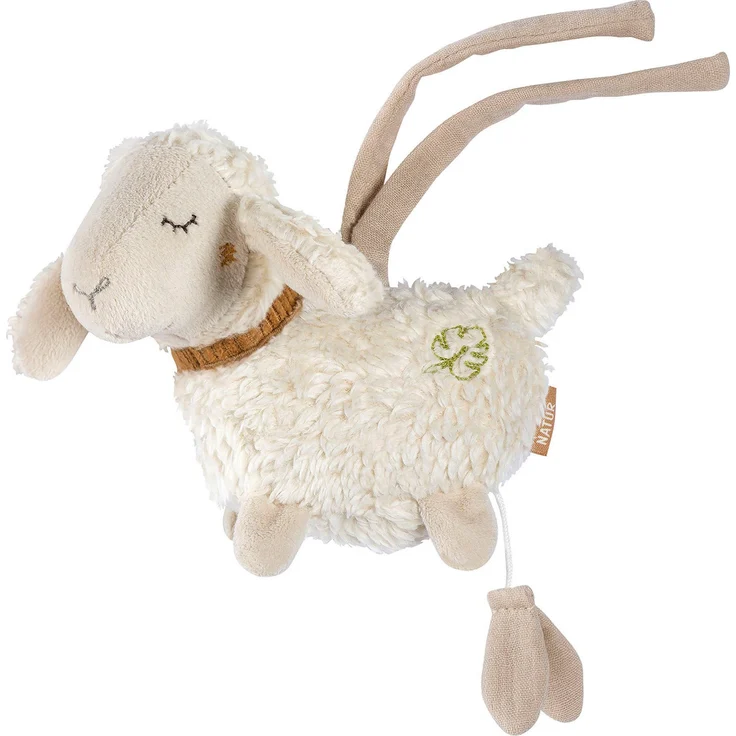 Fehn Spieluhr fehnNATUR, Mini-Spieluhr Schaf mit Bio-Baumwolle, Melodie „Brahms Wiegenlied“ – Bild 1