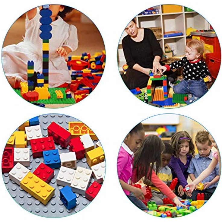Große Bauplatte Kompatibel mit Duplo Platten,große Grundplatte,38*38cm Platten-Set für Kreatives Spielen, Lernspielzeug (Grün, Grau, Hellgrün) – Bild 8