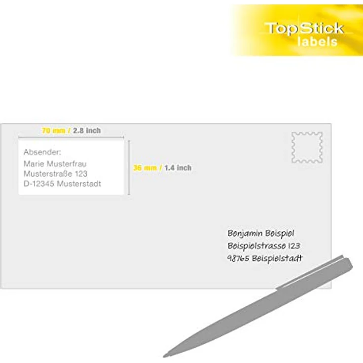 TopStick 8705 Adressetiketten, 24000 Stück, selbstklebend, bedruckbar, matt, blanko, 70 x 36 mm, weiß, 1000 Blatt mit 24 Etiketten pro A4 Bogen – Bild 5