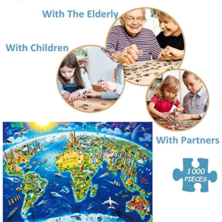 AveJoys Puzzle 1000 Teile Erwachsene Welt-Wahrzeichen, 70 x 50 cm, hochwertiges recycelbares Material, pädagogisches Spielzeug für Erwachsene und Kinder ab 8 Jahren – Bild 5