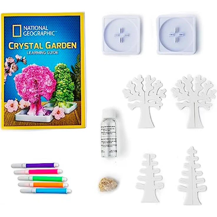 National Geographic Kristall-Garten-Anzucht-Set, für Kinder ab 8 Jahren, inklusive echte Rosenquarz-Kristallbäume und farbige Lernanleitung, Mint – Bild 2