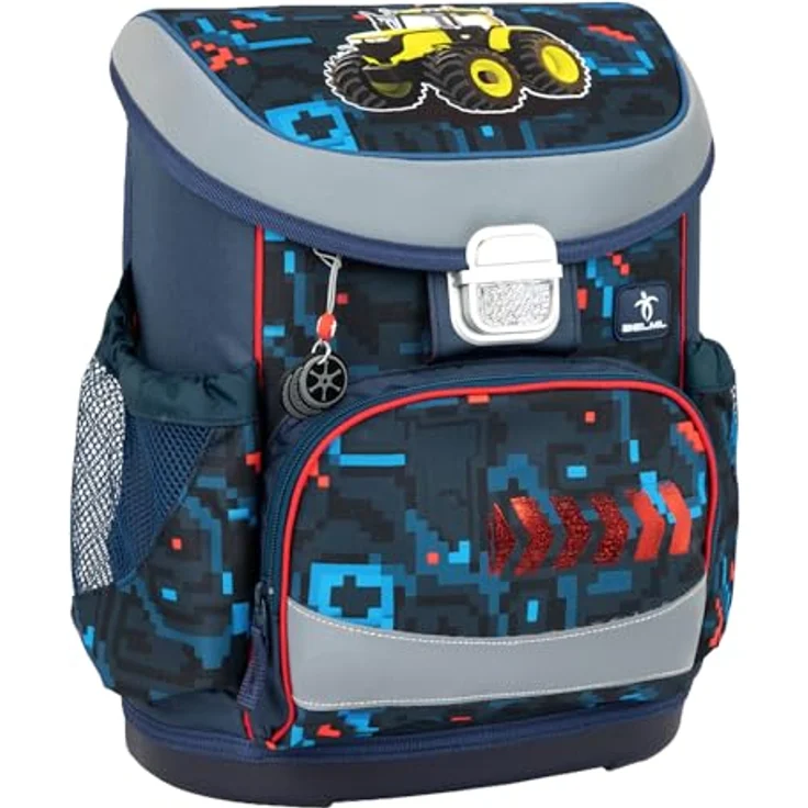 Belmil Schulranzen "Mini-Fit" 2026, 4-teiliges Set für 1. Klasse mit Sportbeutel, Federtasche, Schlamper, Brustgurt, Trecker-Design für Jungen – Bild 3