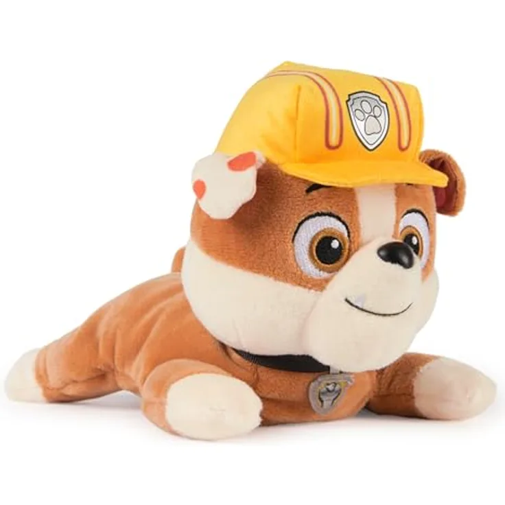 GUND PAW Patrol Rubble Plush, Offizielles 20 cm Kuscheltier mit Sensorik, Gewicht und weichem Material
