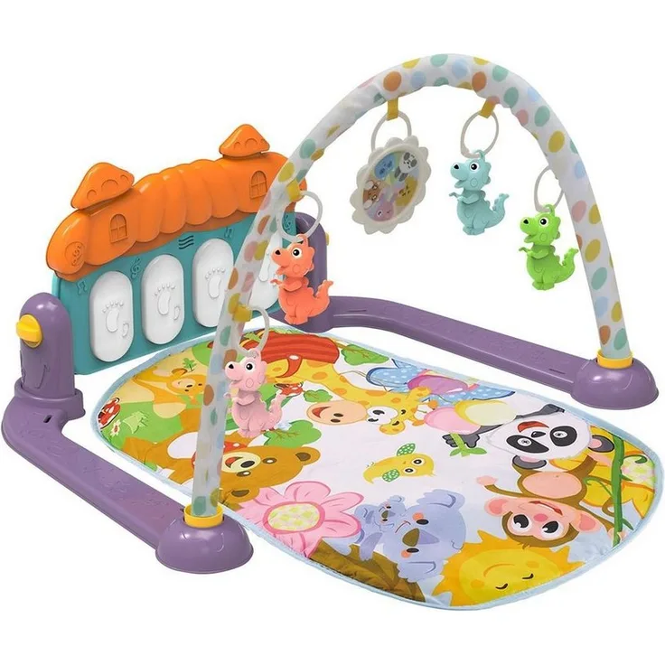 Chipolino Spielbogen Zoo Party, Krabbeldecke Hängespielzeug Licht Klaviertasten, ab Geburt, Spielbogen und Krabbeldecke, 5 Hängespielzeuge, Spielzeugklavier mit Musik und Lichtern, 100% Polyester