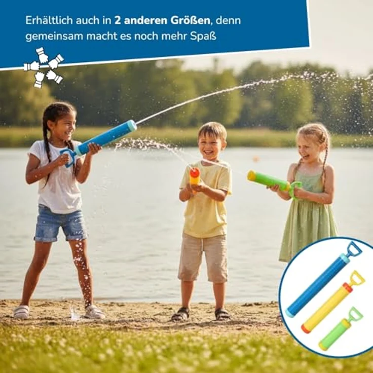 alldoro 60112 - Water Shooter ca. 55 cm, Wasserspritze Reichweite bis zu 12 Meter, Wasserkanone mit 190 ml Wassertank, Wasserspritzpistole für Strand, Garten und Freizeit, für Kinder ab 3 Jahren – Bild 6