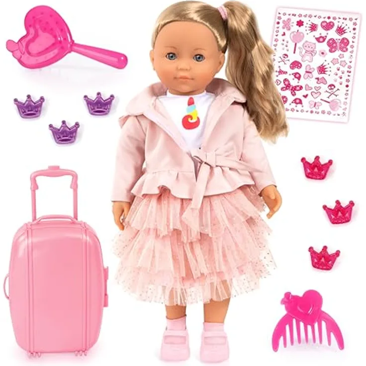 Bayer Stehpuppe Charlene Interactive, 46 cm, rosa, mit 100 Funktionen, Schlafaugen und Zubehör