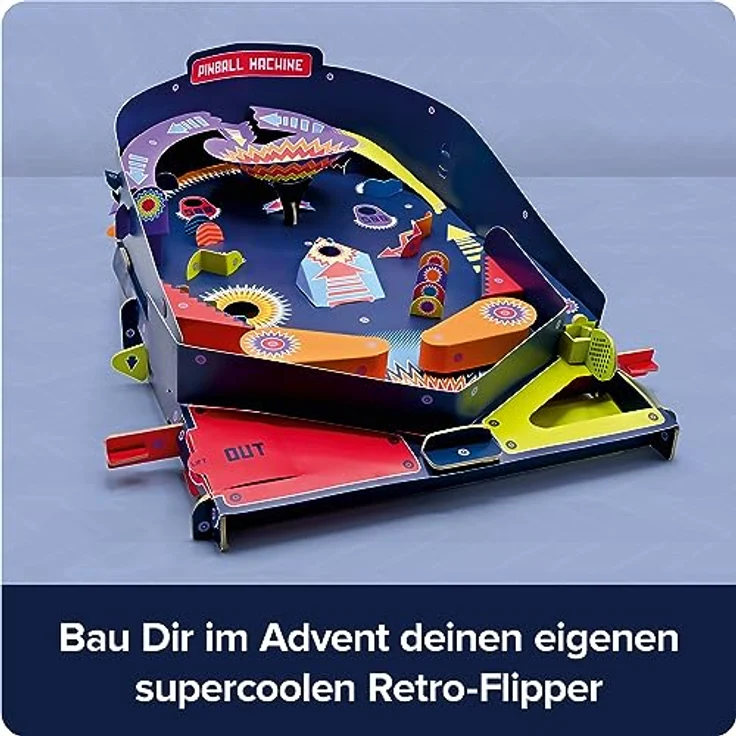 FRANZIS 67210 - Retro Flipper Adventskalender, In 24 Tagen zum eigenen, voll funktionsfähigen Flipper-Automaten, plastikfrei, für Kinder ab 8 Jahren – Bild 3