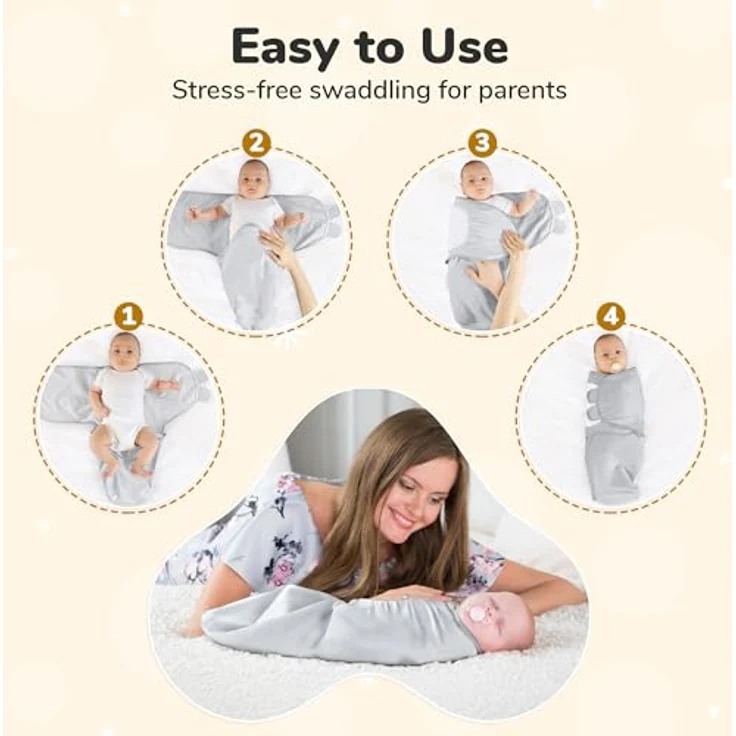 Mama Cheetah Pucksack Baby, Wickeltuch für Säuglinge (0-3 Monate), 100% Bio-Baumwolle, verstellbar, 3er-Pack Pucktuch, atmungsaktiv und schweißabsorbierend – Bild 3