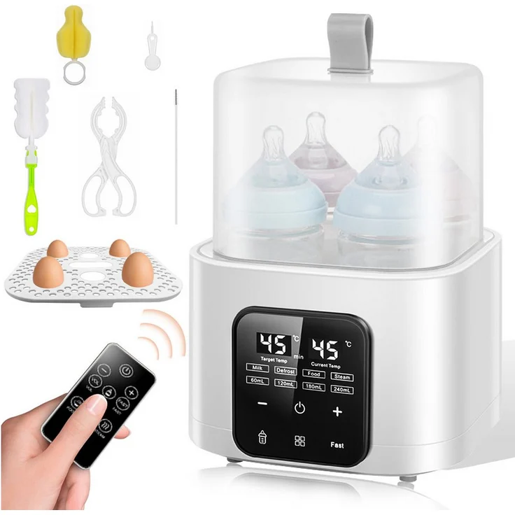 SWGOTA Babyflaschenwärmer 2026, 8-in-1 Multifunktionsterilisator für 4 Flaschen, BPA-frei, inkl. Fernbedienung und LED-Touchdisplay