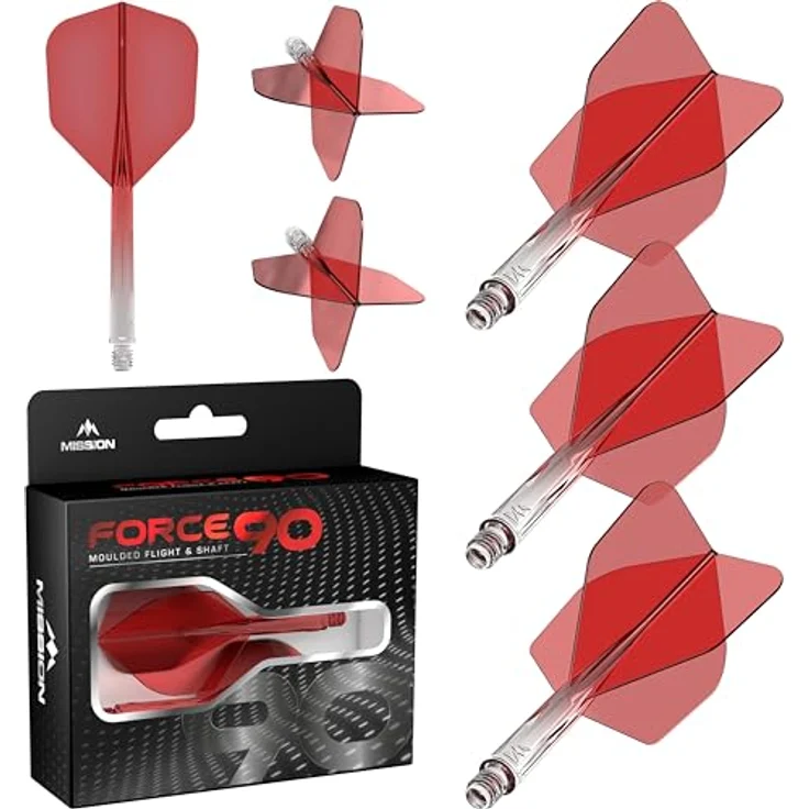 Mission Darts Force 90, integriertes Dart-Flight und Schaftsystem, Packung mit 3 langlebigen Standard Nr. 6 Darts, verschiedene Ausführungen erhältlich – Bild 1