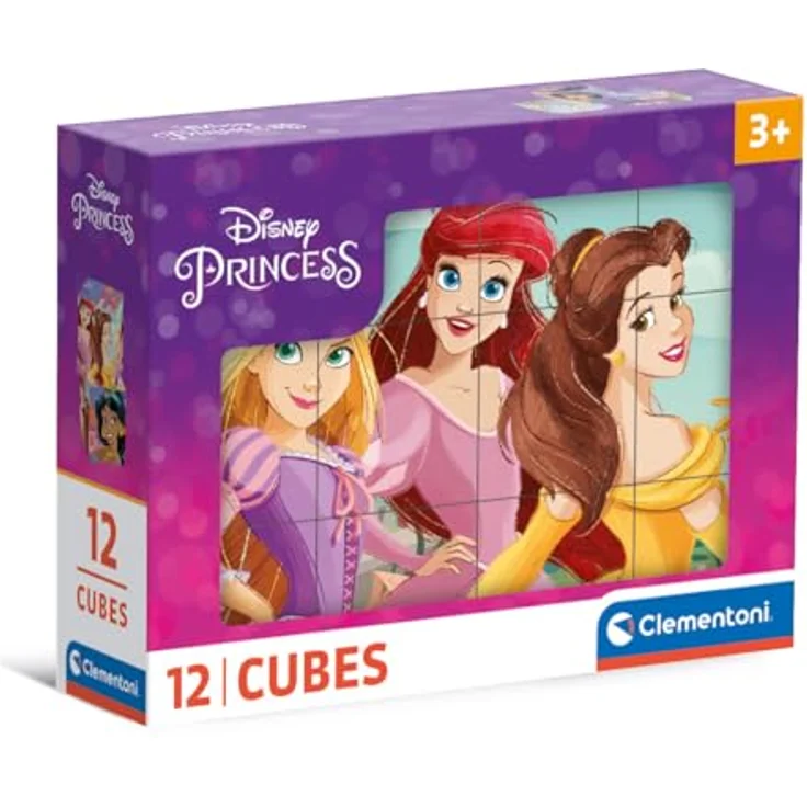 Clementoni Disney Princess 12 Würfel Puzzle Kinder - Sensorik- & Motorikspielzeug für Kinder ab 3 Jahren, Umweltfreundliches Geschicklichkeitsspiel - Disney Puzzle 41197 – Bild 1
