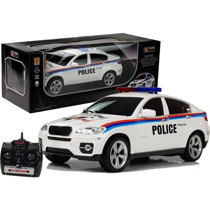 Lean Toys Ferngesteuertes Polizeicoupé R, RTR Modellfahrzeug im Maßstab 1:14, weiß, geeignet für Kinder ab 3 Jahren