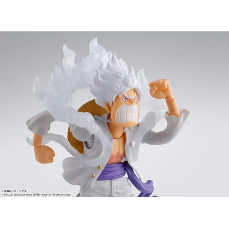 Tamashii Nation Monkey D. Luffy S.H. Figuarts, 15,5 cm Sammelfigur Gear 5 mit 4 austauschbaren Gesichtern und 3 Handpaaren – Bild 7