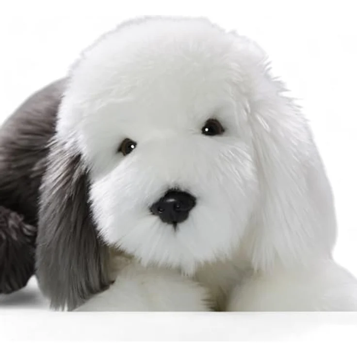 Carl Dick Bobtail, Altenglischer Schäferhund liegend, Plüschtier ca. 45cm, Hellgrau/Weiß – Bild 4