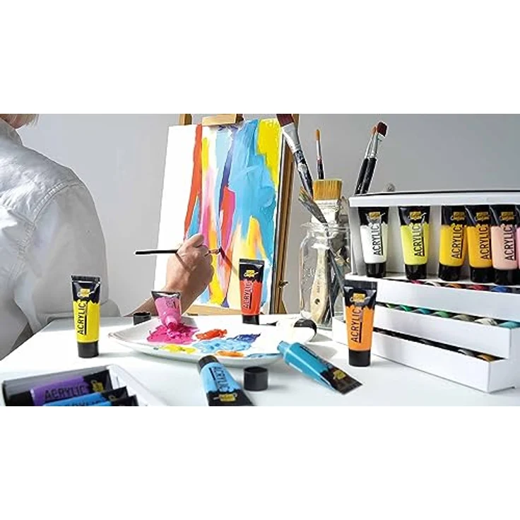 KREUL Solo Goya Acrylic Set, 48 Farben in 20 ml Tuben, Künstler-Acrylfarbe in Studienqualität, schnelltrocknend, wasserfest, hohe Farbintensität – Bild 4