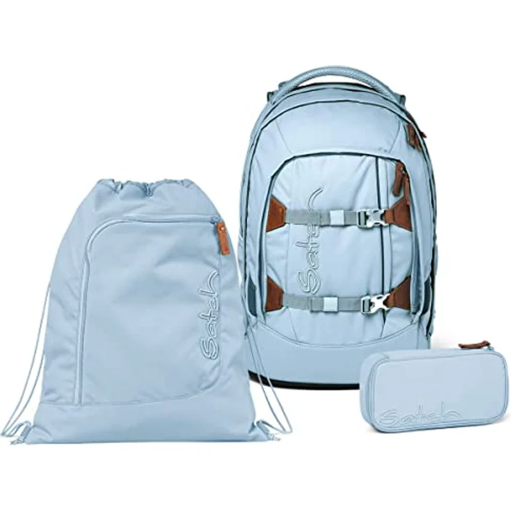 Satch Pack Schulrucksack Set 3tlg. mit Schlamperbox und Sportbeutel, 30 Liter Volumen, reflektierende Elemente, Nordic Ice Blue, Einheitsgröße – Bild 1