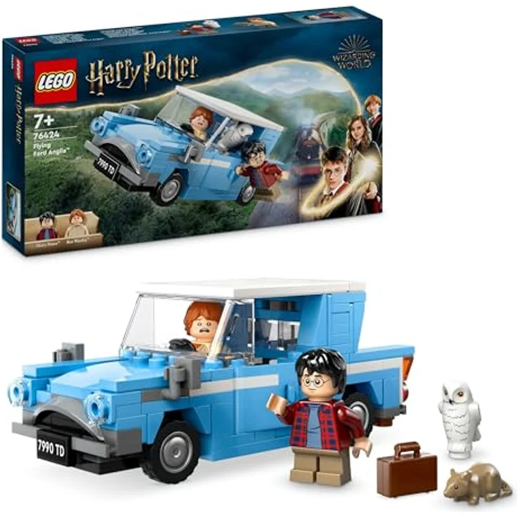 LEGO Harry Potter Fliegender Ford Anglia, baubares Spielzeug-Auto für Kinder, Geschenk für Jungs, Mädchen und alle Fans ab 7 Jahren, Set mit 2 Mini-Figuren inkl. Ron Weasley für Rollenspiele 76424, 4 LEGO Harry Potter Figuren enthalten - Preisvergleich – Bild 1