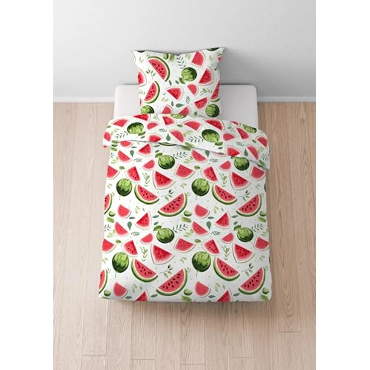 Castell Markenbettwäsche Baumwoll Renforce 0040798 Wassermelone 135x200 cm + 80x80 cm, rot – Bild 4