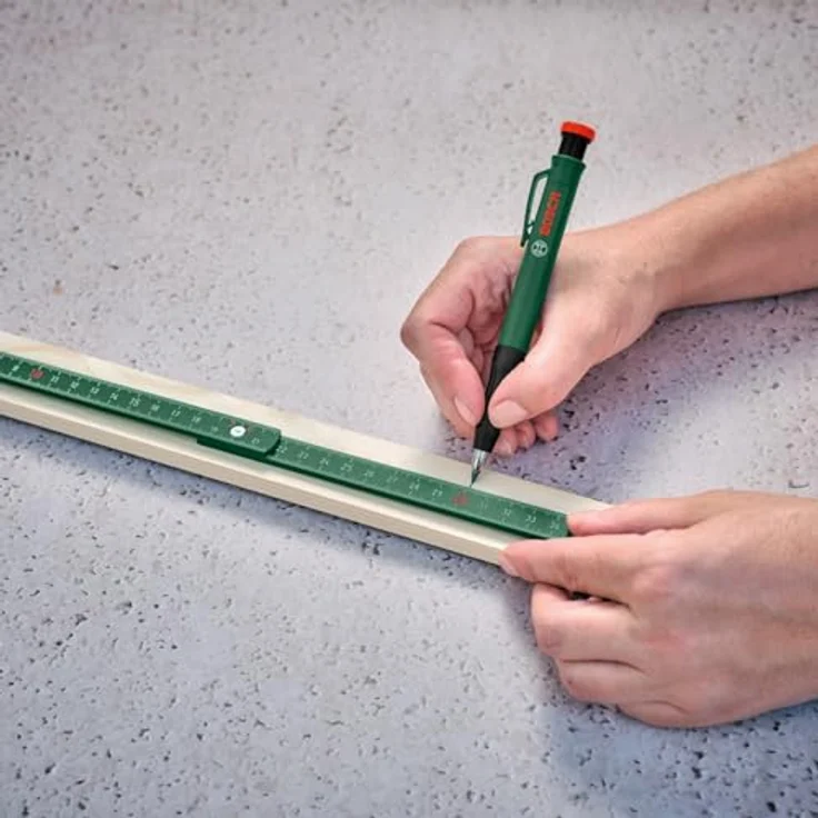 Bosch Home & Garden Tieflochmarkierstift, Ersatzminen-Set mit 6 mehrfarbigen Minen (rot, gelb, Graphit HB) für vielseitiges Markieren, mit Kunststoffkoffer – Bild 4