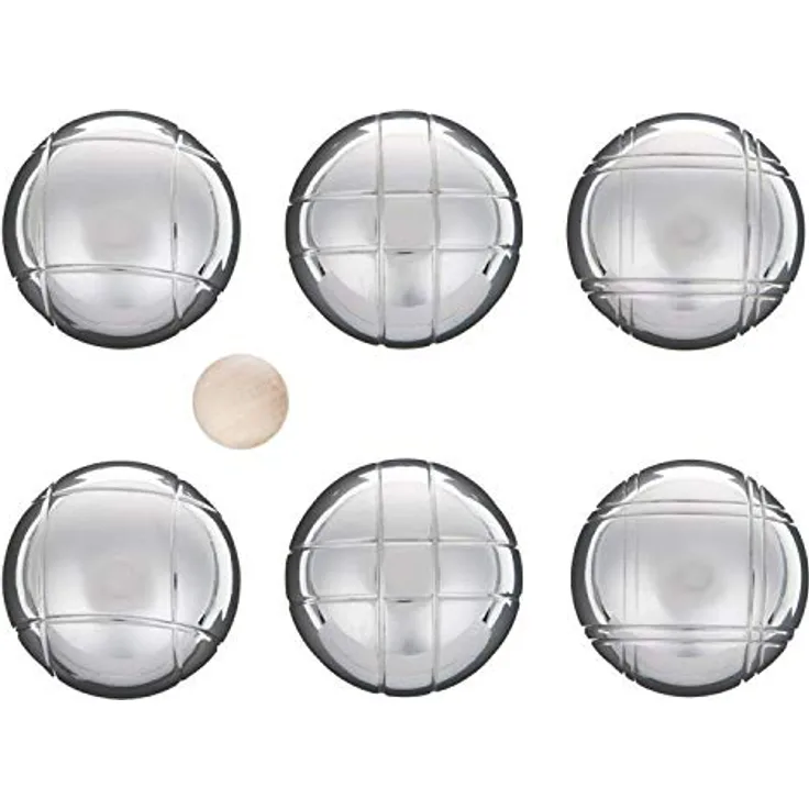 LAGUIOLE - Petanque Set Set besteht aus 6 Metall-Petanquekugeln, einem Wagenheber und einem Magnetkugelsammler. - Metall, Leinwand - Silber, braun