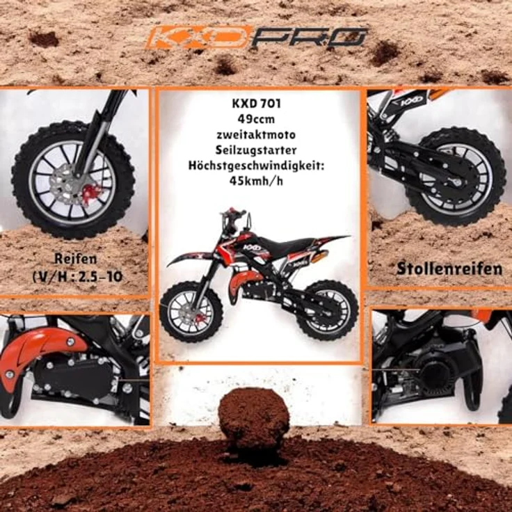 KXD 701 49ccm 2T Dirtbike Crossbike Pocketbike grün – Bild 5