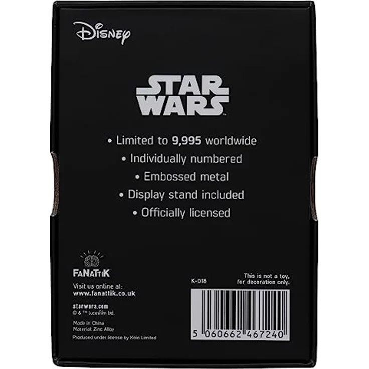 FaNaTtik Star Wars Iconic Scene Collection Metallbarren My Only Hope, Limited Edition FNTK-K-018, 75 x 50 mm, 9.995 Stück weltweit, mit Displaystand – Bild 7