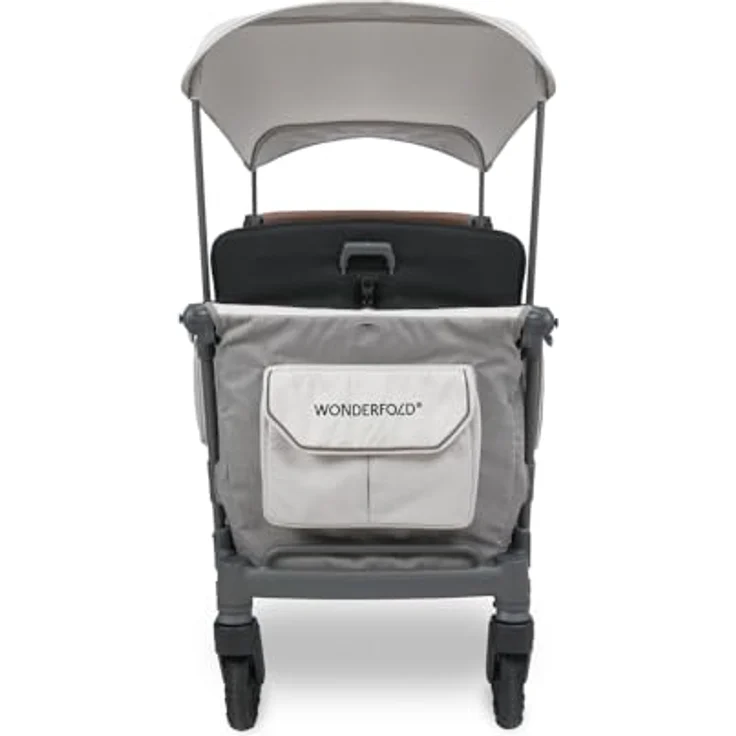 Wonderfold L4 Quad-Kinderwagen, Kompakter Bollerwagen für 4 Kinder mit seitlicher Tür, 360°-Rädern und Klappmechanismus, Grau – Bild 3