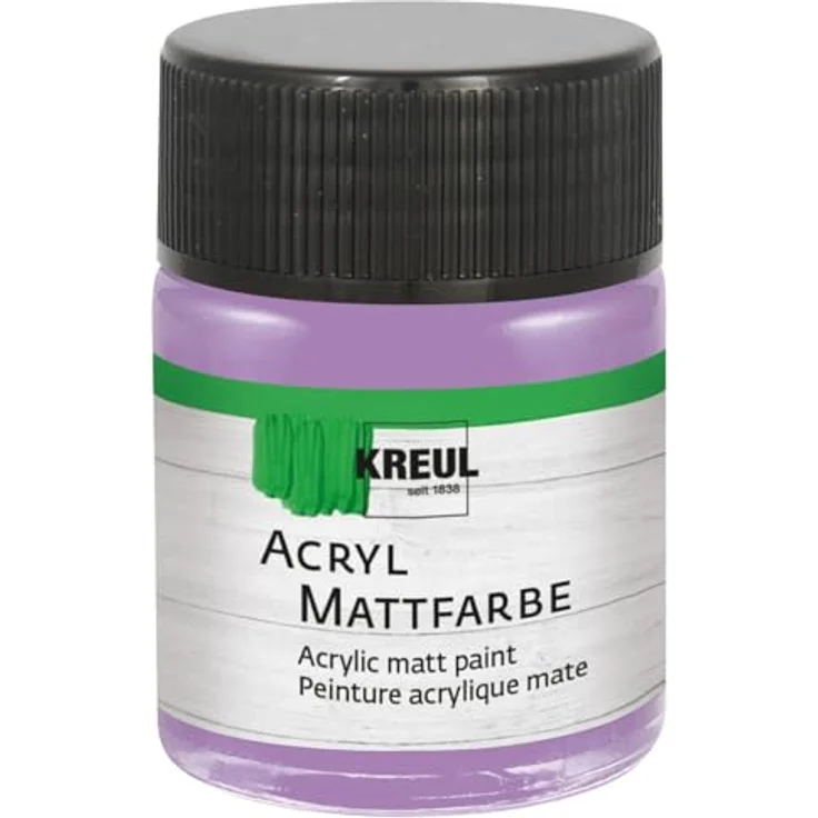 KREUL 75533 Acryl Mattfarbe, flieder, schnelltrocknend und cremig deckend auf Wasserbasis, 50 ml Glas – Bild 1