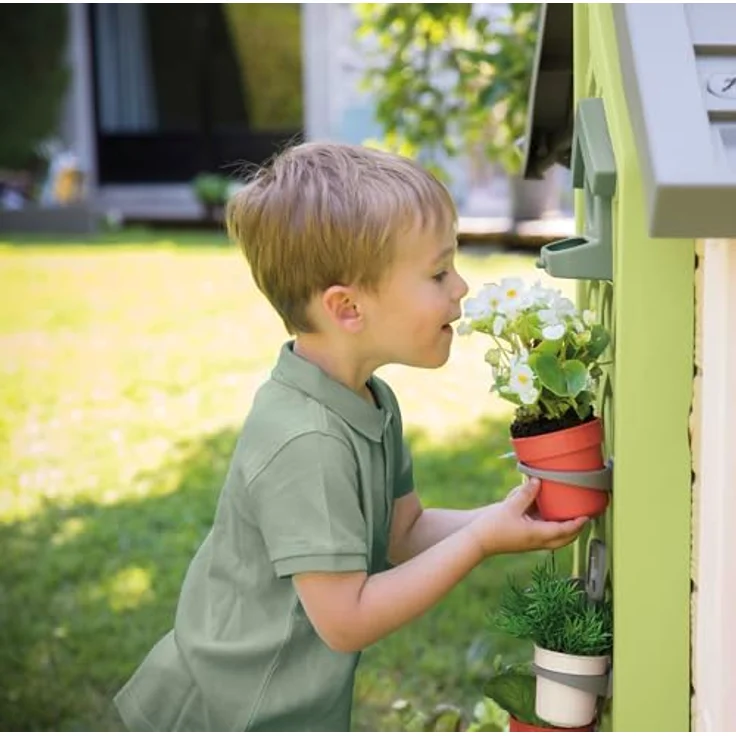 Smoby Life - Garten Spielhaus (128x132x135 cm), wetterfestes Outdoor-Kinderhaus aus 60% Recycling-Anteil mit Gärtnerzubehör für Kinder ab 2 Jahren – Bild 5