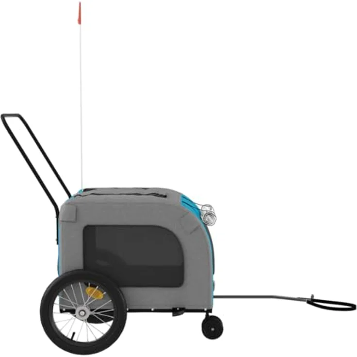 vidaXL Fahrradhundeanhänger Blau und Grau Oxford-Gewebe und Eisen mit PVC-Dach – Bild 6