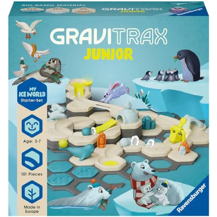 Ravensburger GraviTrax Junior Starter-Set L Ice - Erweiterbare Kugelbahn für Kinder, Murmelbahn aus umweltfreundlichen Materialen mit Themenwelten, Lernspielzeug und Konstruktionsspielzeug ab 3 Jahren – Bild 1