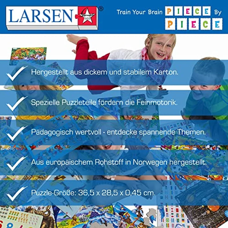 Larsen Puzzles PG1, Kinder Rahmenpuzzle Racing Cars, 38 Teile, Lernspielzeug zur Förderung von Konzentration und Hand-Augen-Koordination, ab 3 Jahre – Bild 4