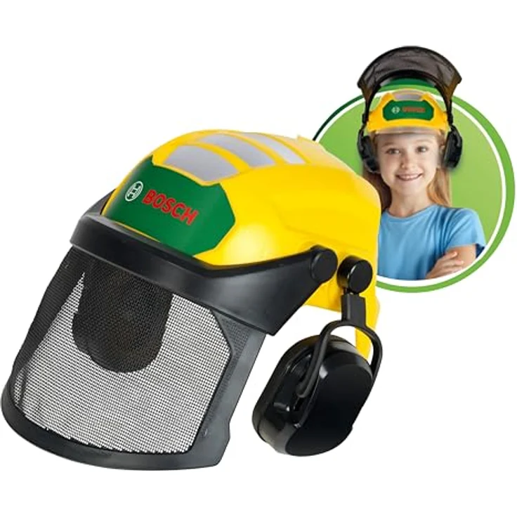 Theo Klein Bosch Waldarbeiter Helm, größenverstellbar mit beweglichem Visier, rot – Bild 4