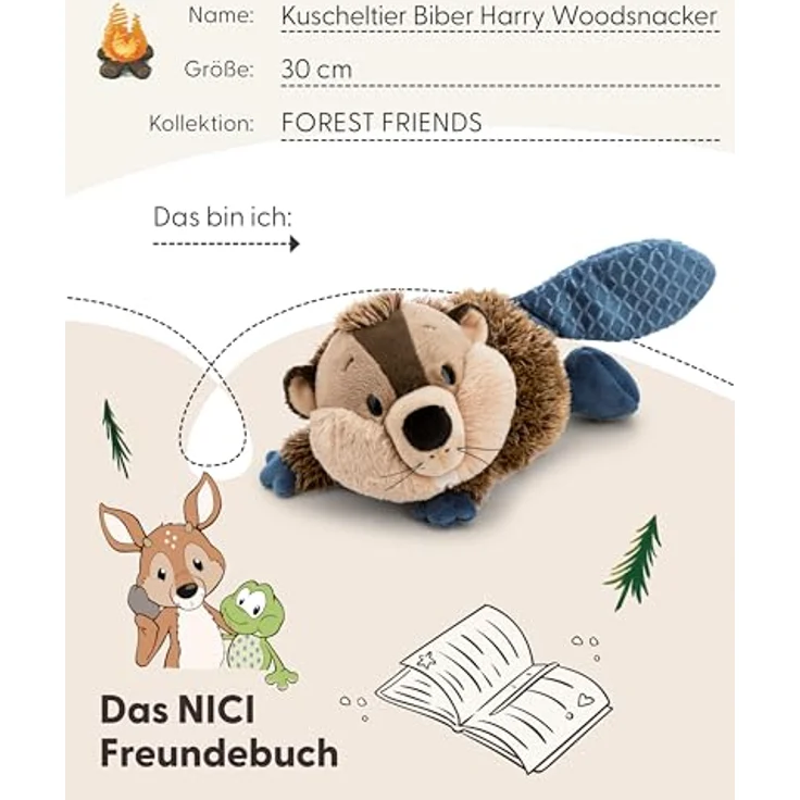 NICI Kuscheltier Biber Harry Woodsnacker, 30cm, braun, weiches Plüschtier aus recyceltem Material, ideales Geschenk für Kinder & Erwachsene - 62276 – Bild 5