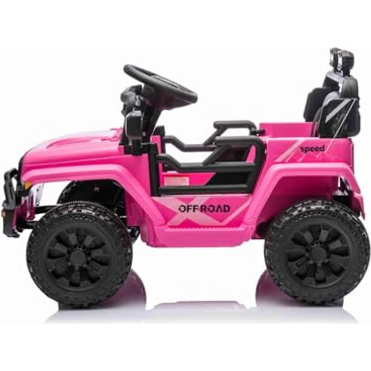 RIRICAR Kinder elektroauto Offroad New mit Hinterradantrieb, rosa, Lithium-Batterie, hohes Fahrgestell, breiter Sitz, Hinterradfederung, 2,4-GHz-Fernbedienung, MP3-Player mit USB/AUX-Anschluss, LED-Leuchten – Bild 3