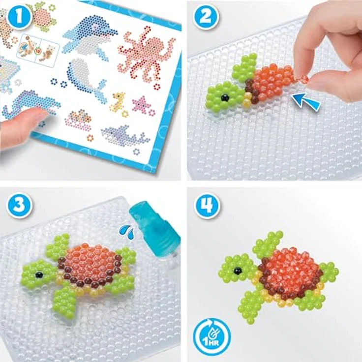 Aquabeads Ozean Bastelset, 1.500 bunte Perlen für kreative Unterwasser-Motive, kinderfreundlich ohne Bügeln oder Kleber – Bild 4
